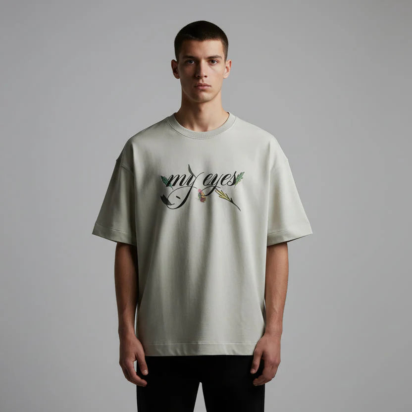 Hidden Hero Eyes on Me Graphic T-Shirt Light Grey