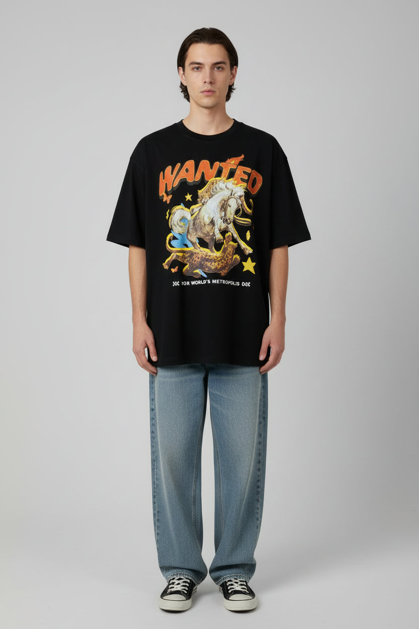 Hidden Hero Wanted Graphic T-shirt - Black