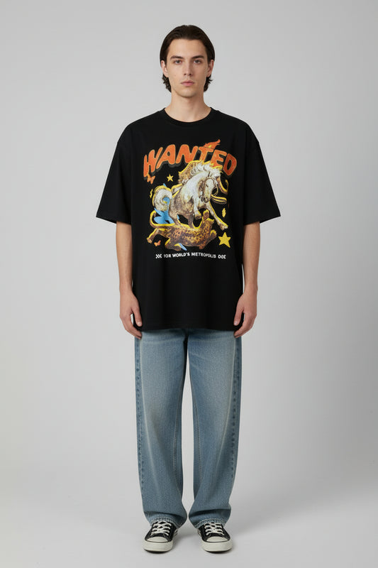 Hidden Hero Wanted Graphic T-shirt - Black